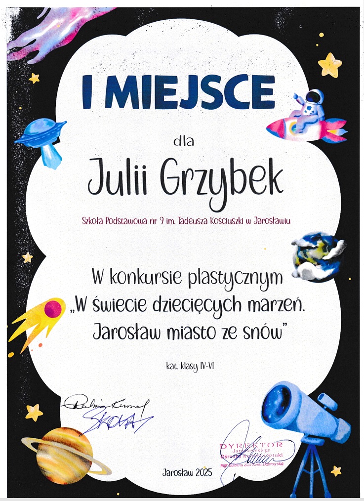 dyplom konkurs plastyczny W świecie dziecięcych marzeń. Jarosław-miasto ze snów